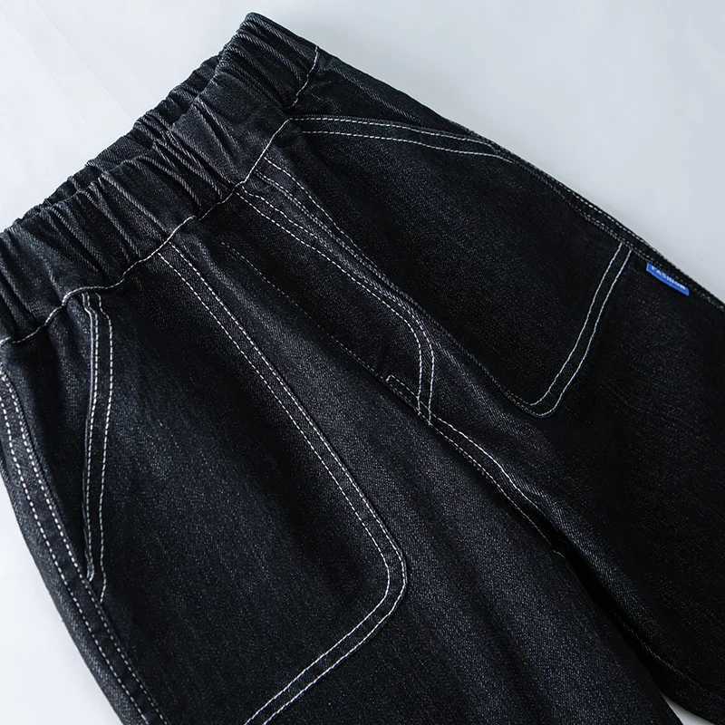 Spring Autumn Children Jeans 4-8Y Boys Cotton Letter Splice Stretch Denim Pants Loose Korean Trousers Kids Wear Clothes 2024 New Z250220