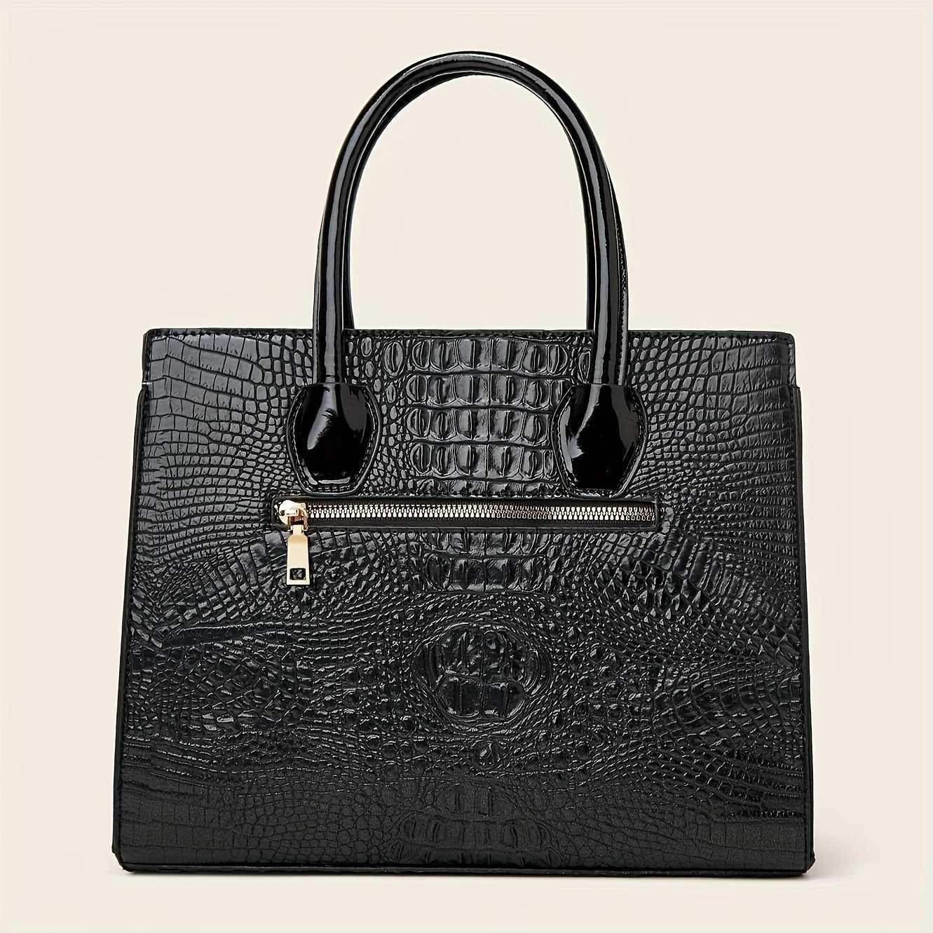 3PC+Womens Tote Handbag Set Classic Large Capacity Crocodile Pattern Shaped Single Shoulder Crossbody Bag Womens Handbag Walle Z250220