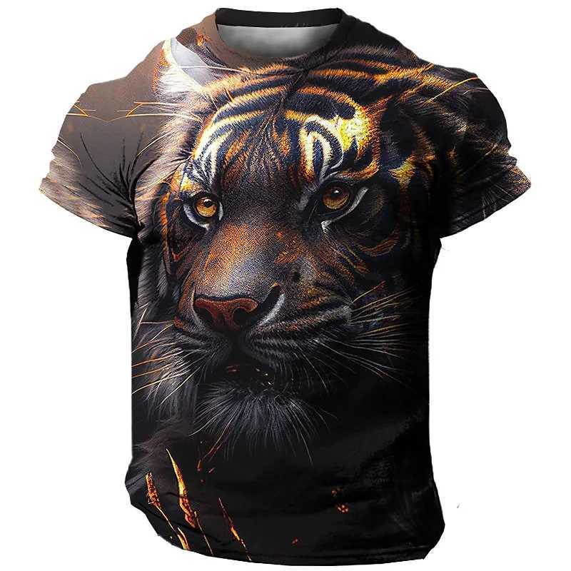 Oversized Mens T-Shirt 3D Tiger Print Tees Tops Summer Casual Mens Animal Pattern T Shirt Streetwear Quick Dry Fashion Clothes W250220