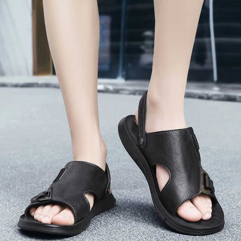 New Arrival Mens Sandals Massage Slippers Outdoor Comfortable Men Beach Shoes Classic Summer Non-Slip Thick-soled Leather Sandals T250220