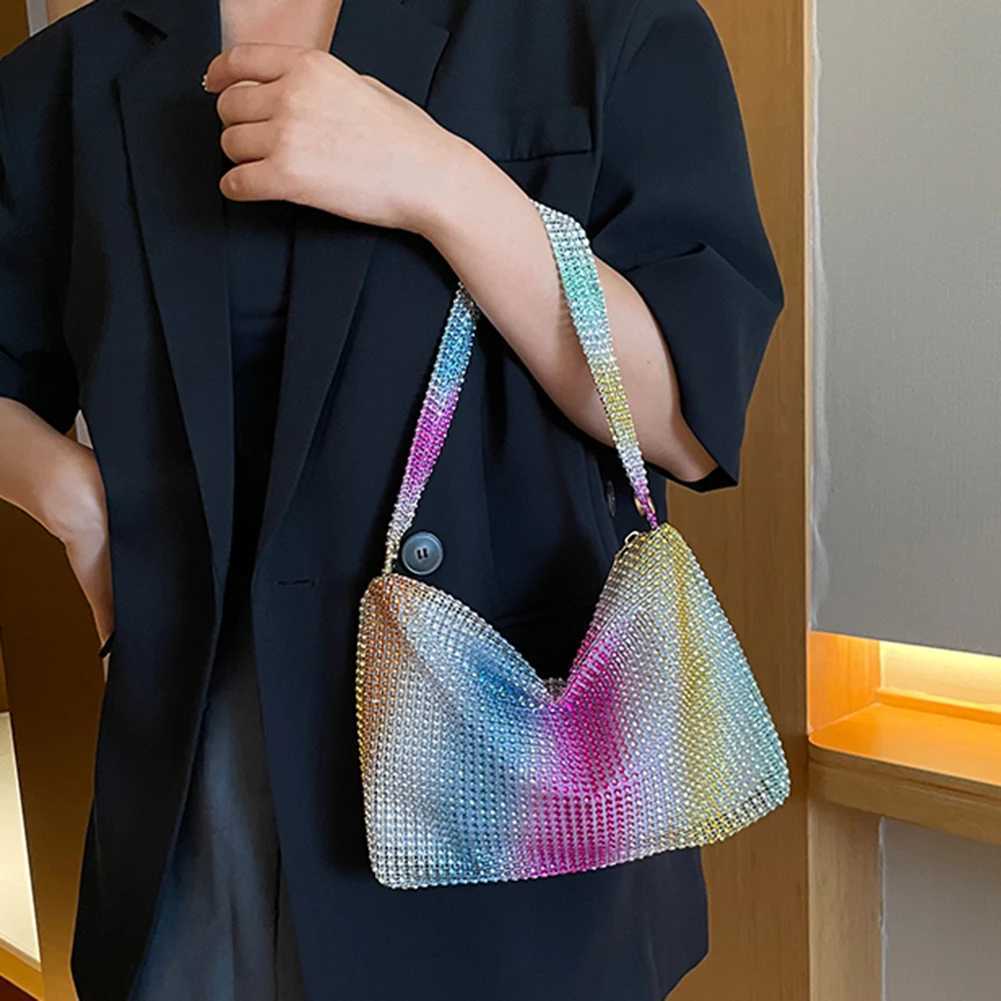 Evening Dinner Clutch Bag Glitter Elegant Women Lady Party Cocktail Wedding Bag Zipper Closure Rhinestone Decorated Underarm Bag Z250220