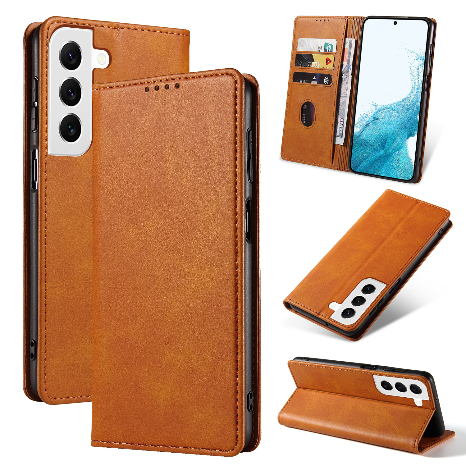 Leather Wallet Phone Cases For Samsung Galaxy S20 S21 S22 S23 S24 S25 FE Ultra Stand Holder Card Slot Cellphone Case Magnetic Protective Cover