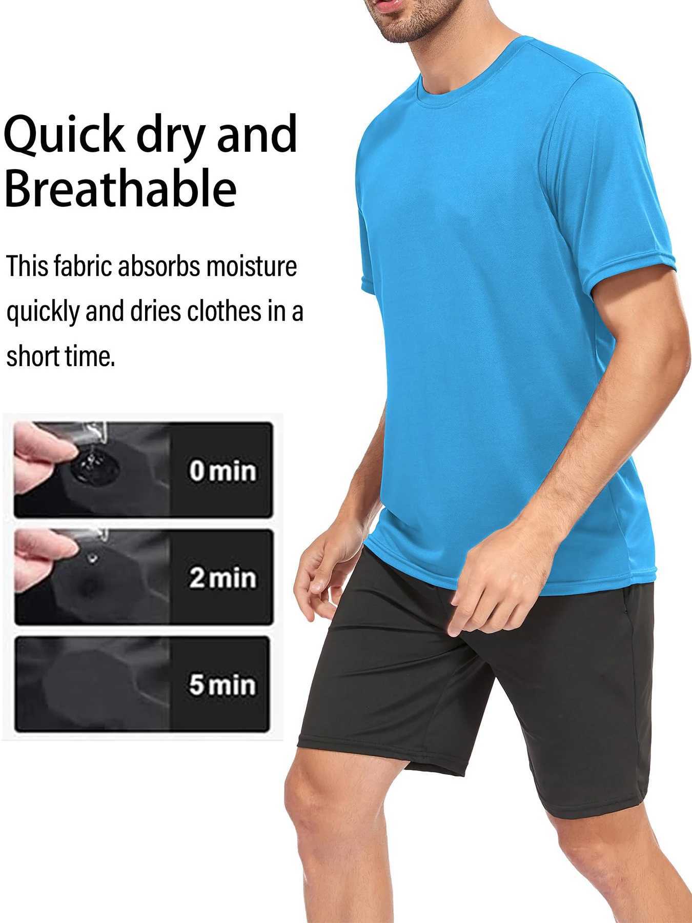 HOPLYNN Workout Shirts for Men Short Sleeve Athletic Active Tops Quick Dry Crew Neck T Shirt for Running W250220
