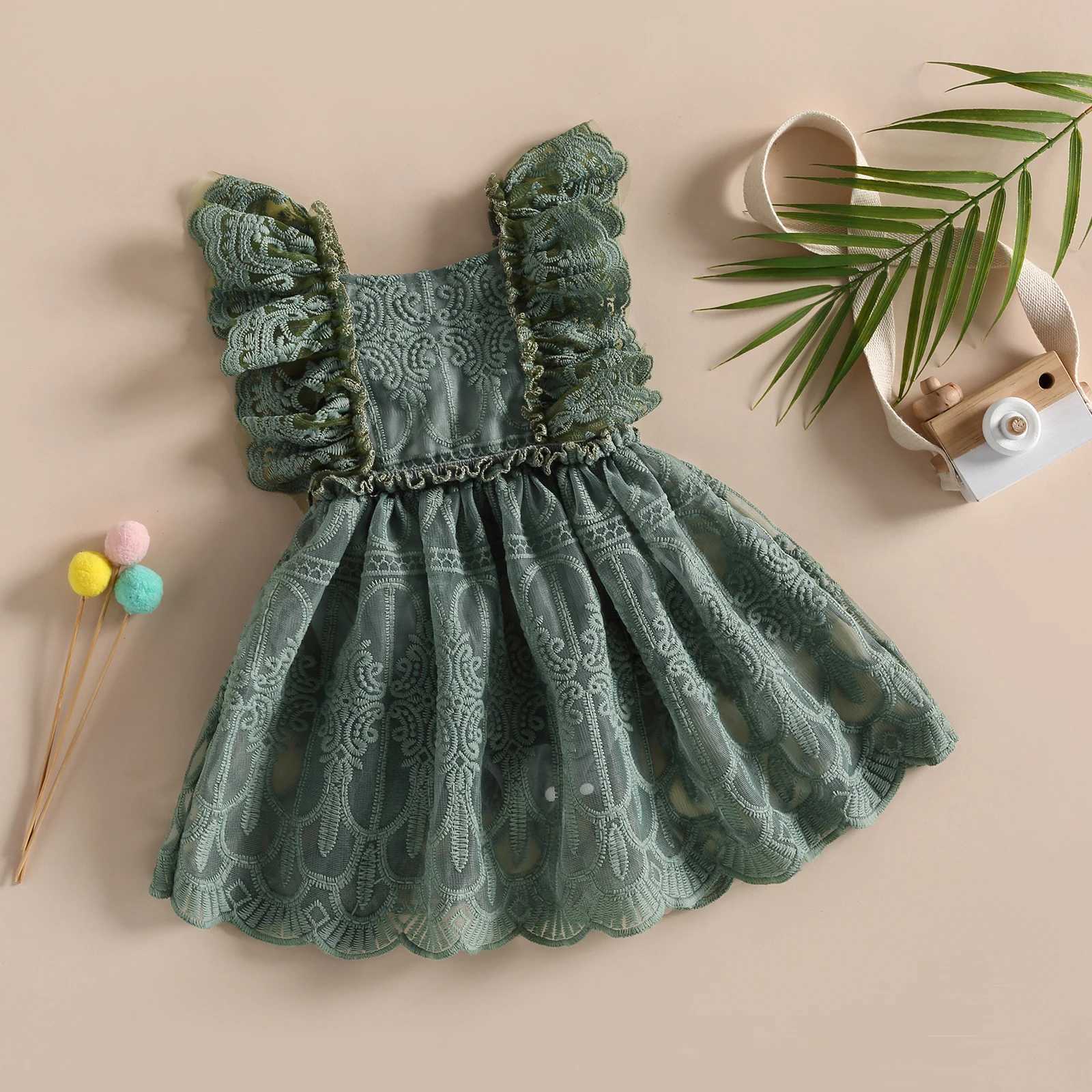 Pudcoco newborn baby summer lace jumpsuit pleated sleeves backless solid color baby jumpsuit 0-24M X250220