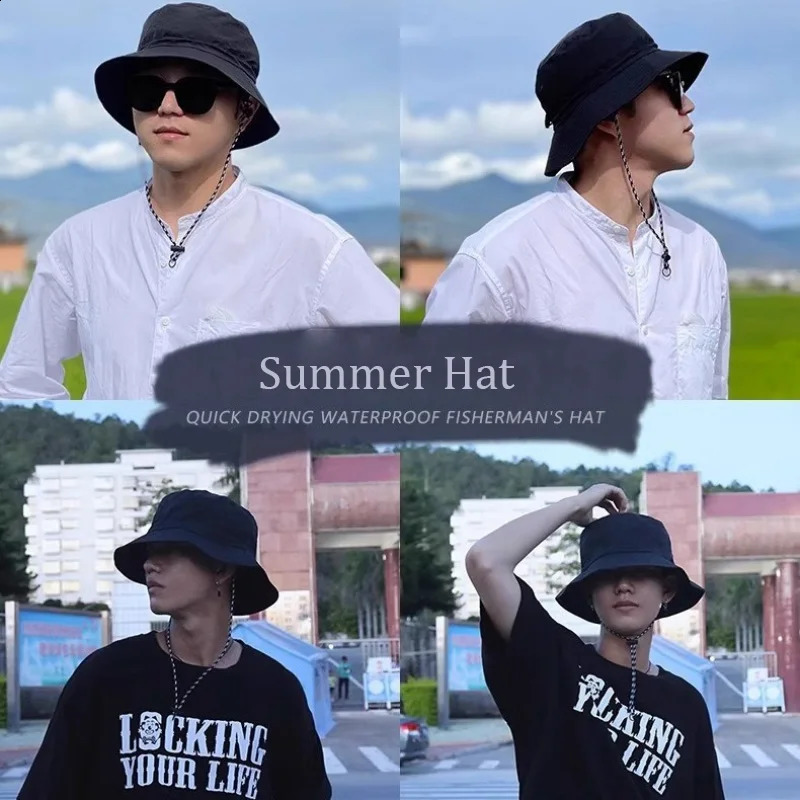 Summer Fishing Caps Men Women Detachable Hats Sun Protection Waterproof Cool Outdoor Activities Hat Quick Drying Breathable Cap 250210