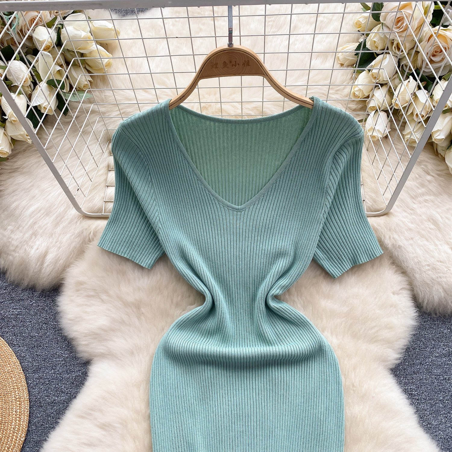 Women Knitted Bodycon Solid Dress Summer Female Short Sleeve Knitwear Pullover Maxi Long Party Dresses
