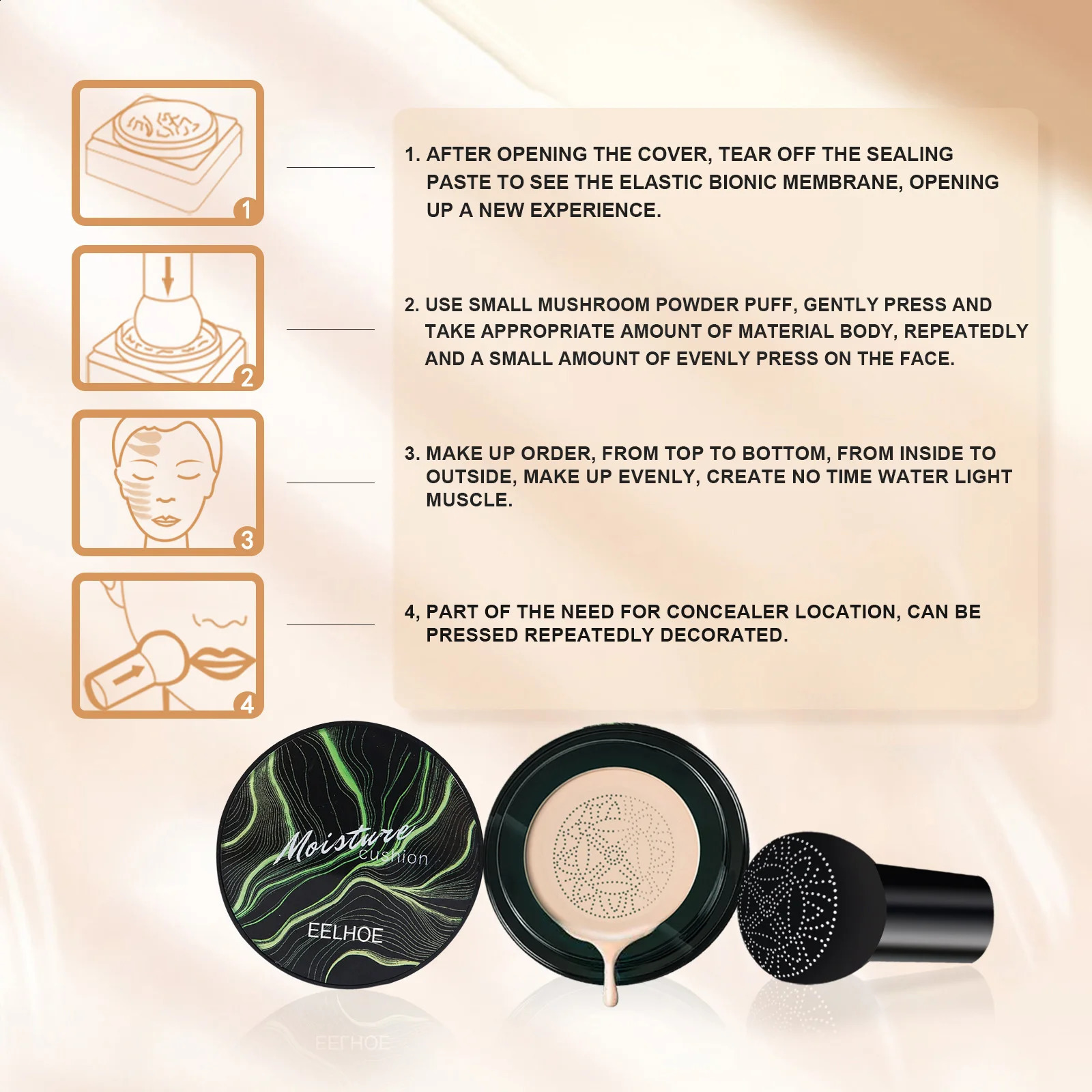 Mushroom Head Air Cushion BB Cream Magic foundation makeup concealer Moisturizing Waterproof Bright Cosmetic Basic Cosmetics 250415