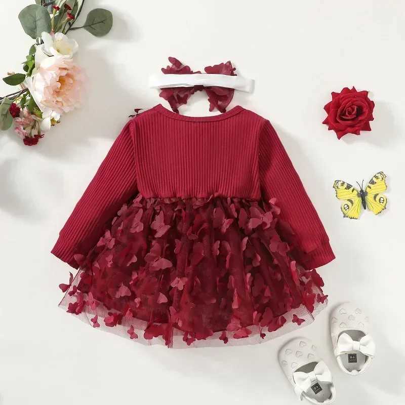 Baby Dresses for Girls Spring Autumn Girl Dress Child Baby Sweet Princess Dress Infant Fashion Girl Mesh Butterfly Newborn Dress X250220