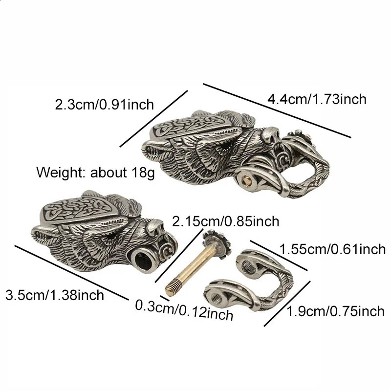 Bear Head Brass Buckle EDC Outdoor DIY Woven Paracord Survival Bracelets Supplies Accessories Retro Umbrella Rope Lanyard Beads 250213