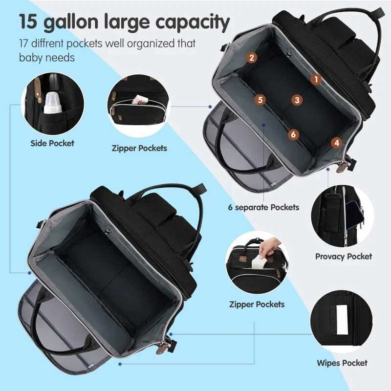Large Capacity Diaper Bag for Moms Dads Multifunctional Baby Backpack with Changing Station Insulated Pockets X250220