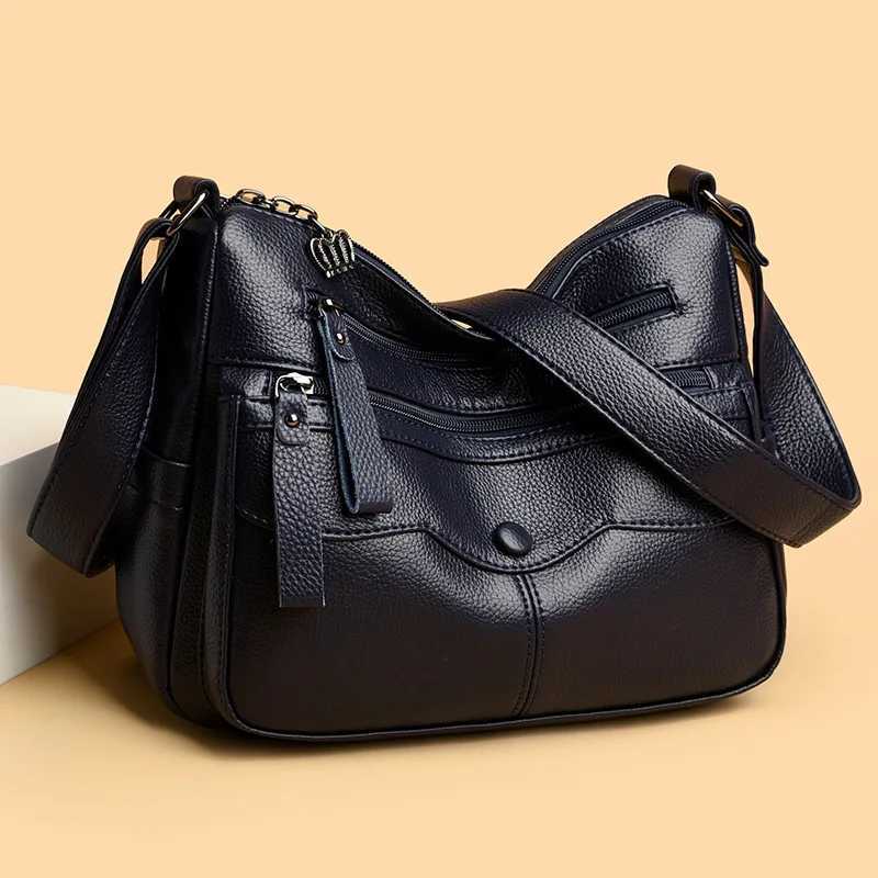 20024 Womens Cross border Bag New Womens Fashion Mother Soft Leather Large Capacity Shoulder Bag Messenger Bag High Capacity Z250220