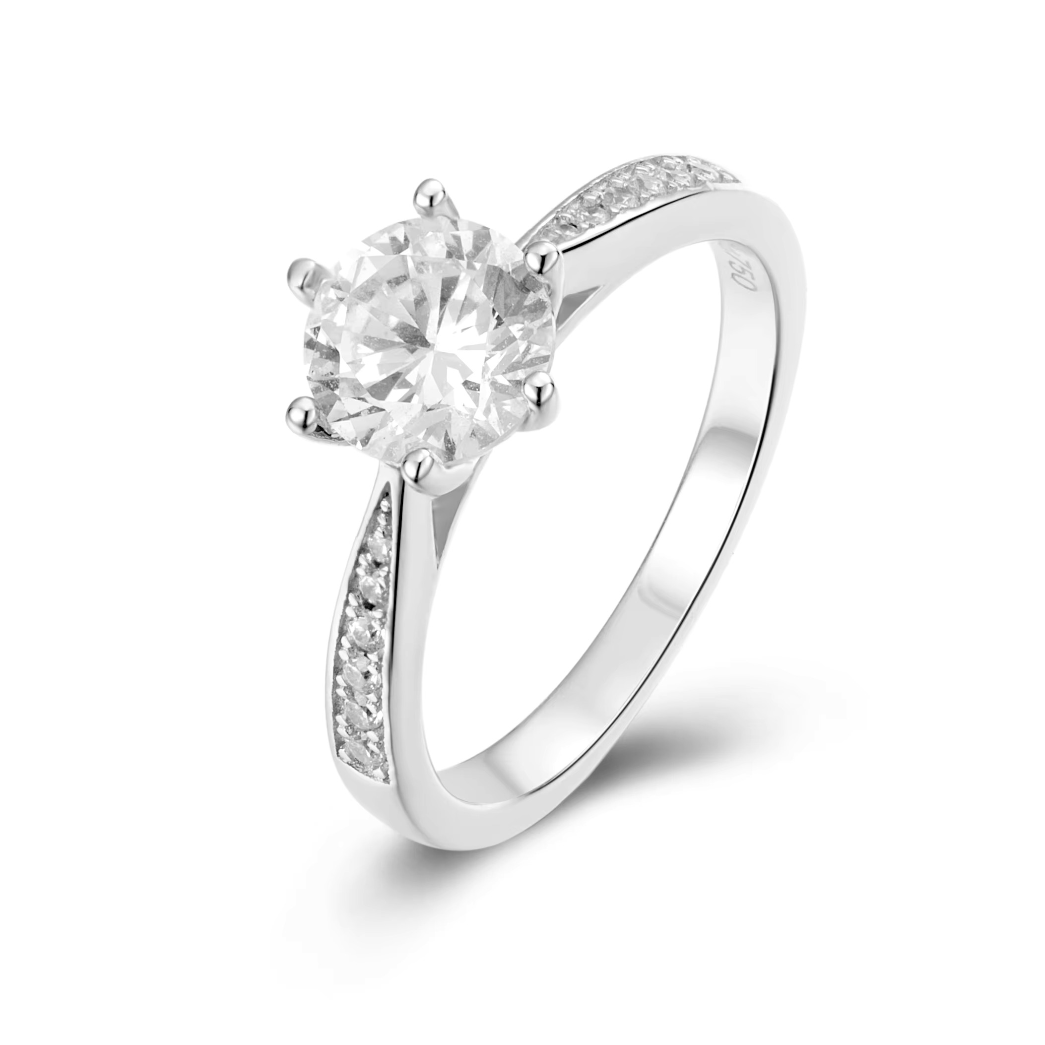 Custom 14k White Plated Fine Sier Jewelry 1ct 6.5mm Moissanite Stone 750 Gold S Sterg Women Wedding Ring