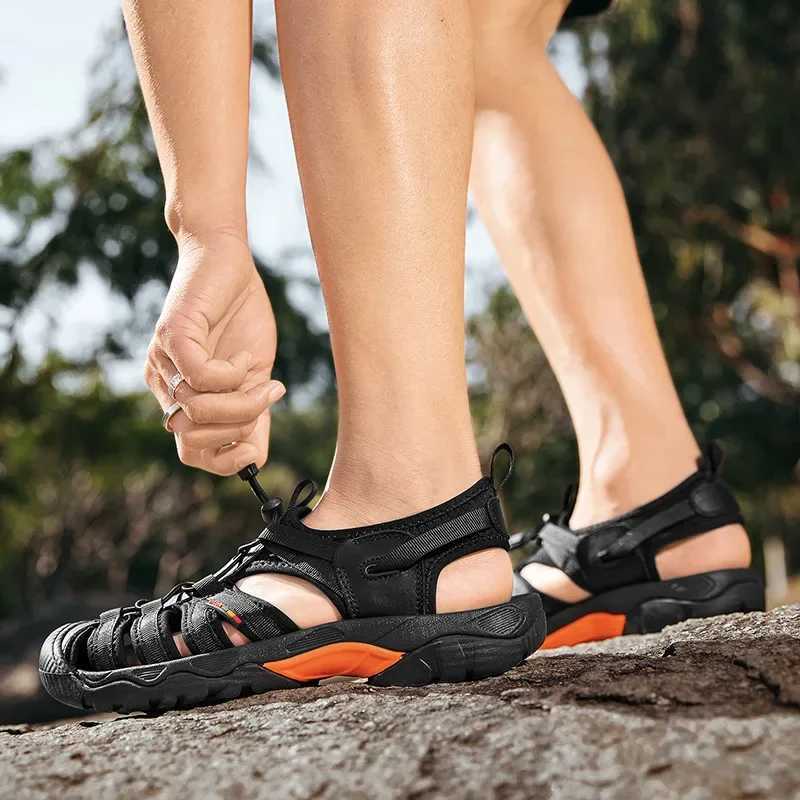 New Arrival High quality Genuine Leather Men Sandals Fashion Design Casual Shoes Men Soft Bottom Outdoor Beach Sandals Big EUR Size 38-48 T250220
