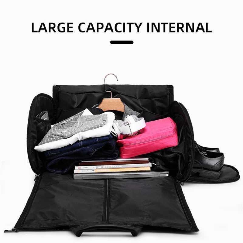 Convertible Garment Bags for Travel Large Capacity Duffel Bag with Shoe Pouch Weekend Business Trip Luggage Carry On Tote XM130 Y250221