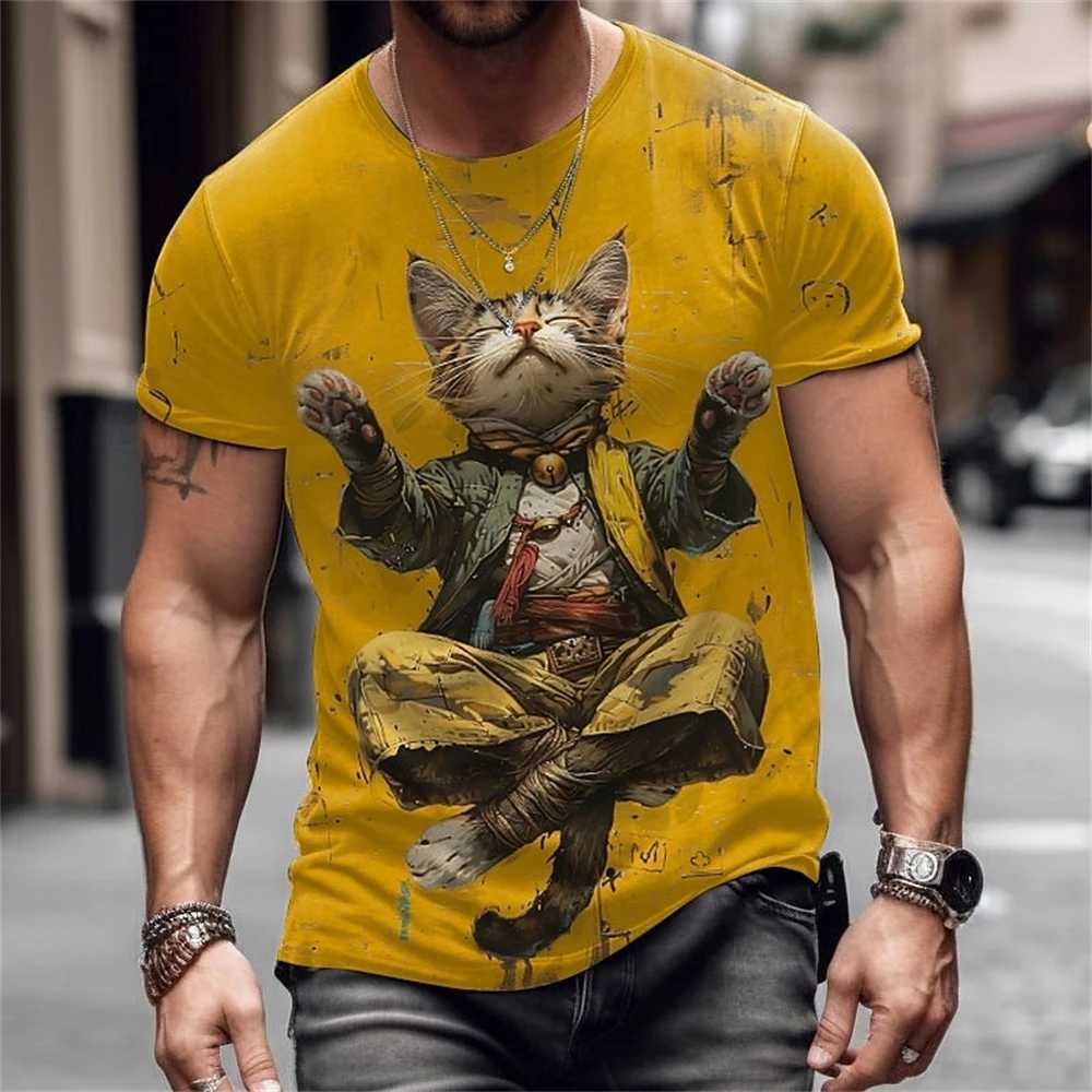 Fashion Cat Pattern 3d Printed T-Shirts For Men Women Loose Casual Tops Quick Drying Tees Summer Short Sleeve Mens T-Shirt 2025 W250220