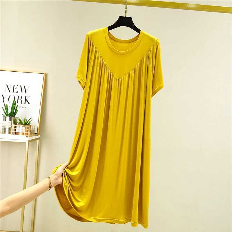 Womens Loose Modal Dress Thin Section Large Skirt Enlarged Nightdress Outer Pajamas A-line Skirt Pleated Skirt SummerXJ250220