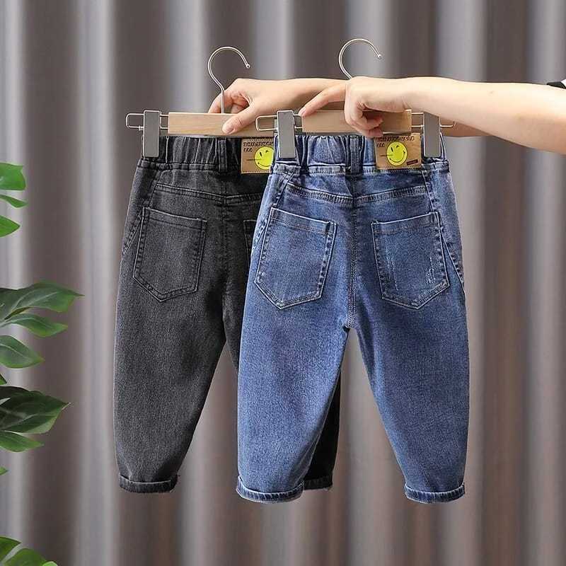 2025 Spring Autumn Baby Boys Pants Casual Fashionable Denim Stretch Toddler Boy Pants Elastic Waist Versatile Children Boy Jeans Z250220