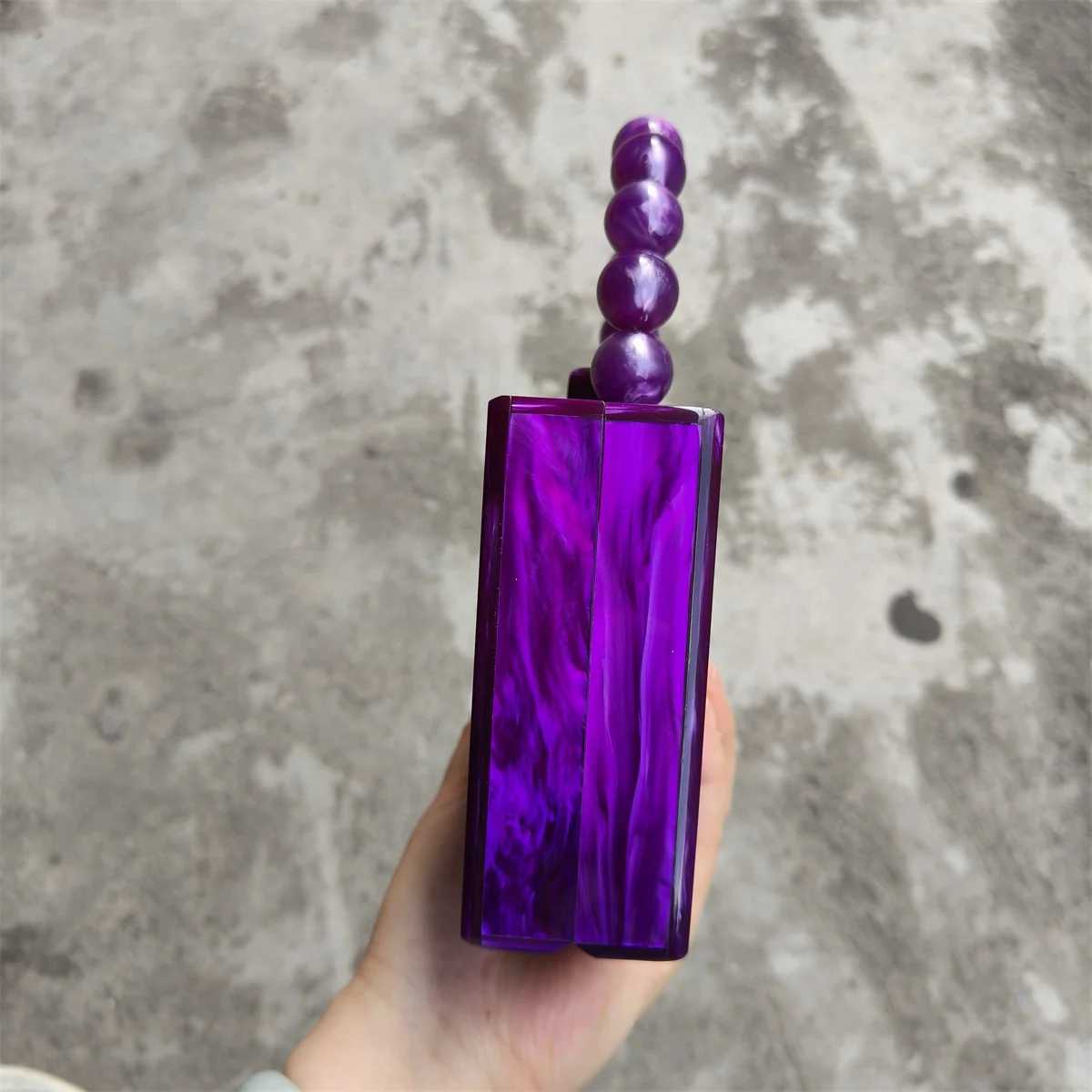 Pearl Marble Dark Purple Acrylic PVC Evening Bags Women Luxury Gorgeous Handmade Purses And Handbags Wedding Party Beach Flap Z250220