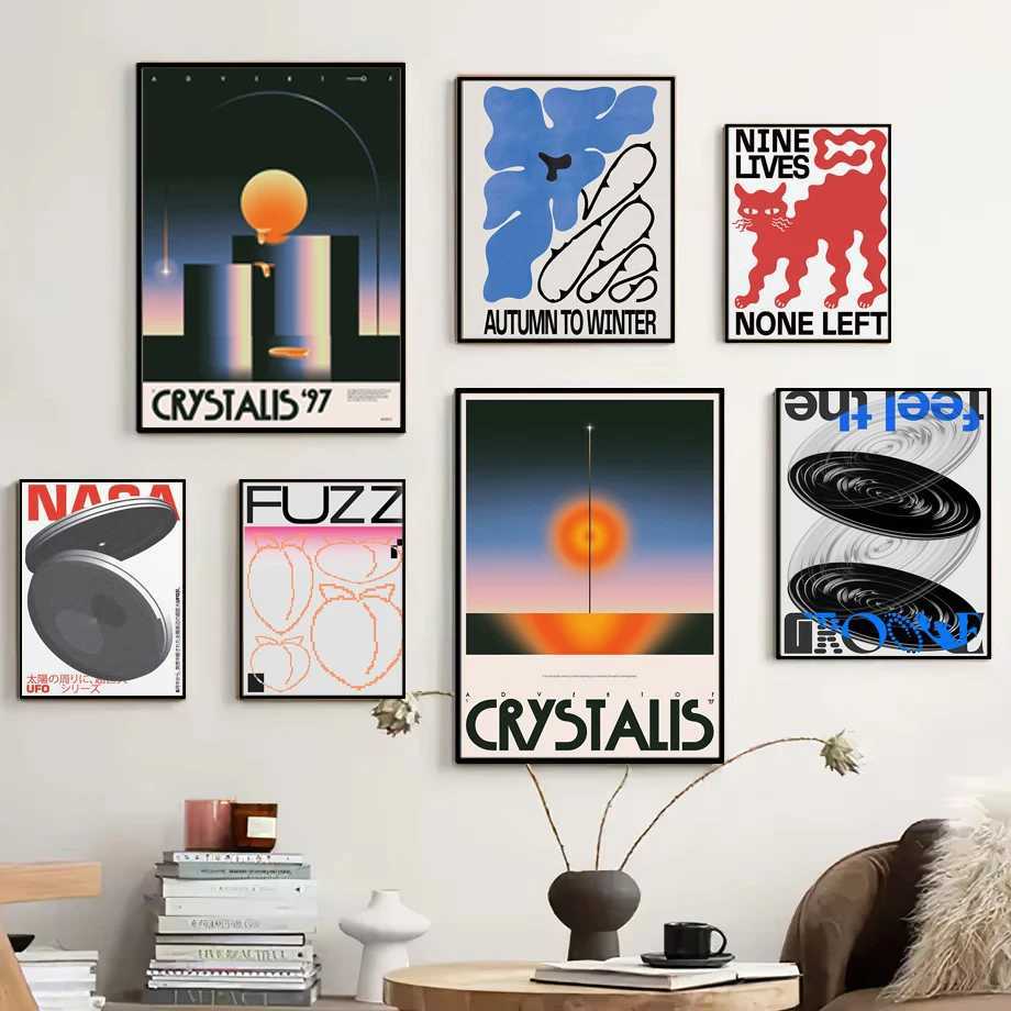 Vintage Japanese Tokyo Wall Art Print Posters Abstract Grey Brain Wave Canvas Painting for Modern Living Room Home DecorationT250221