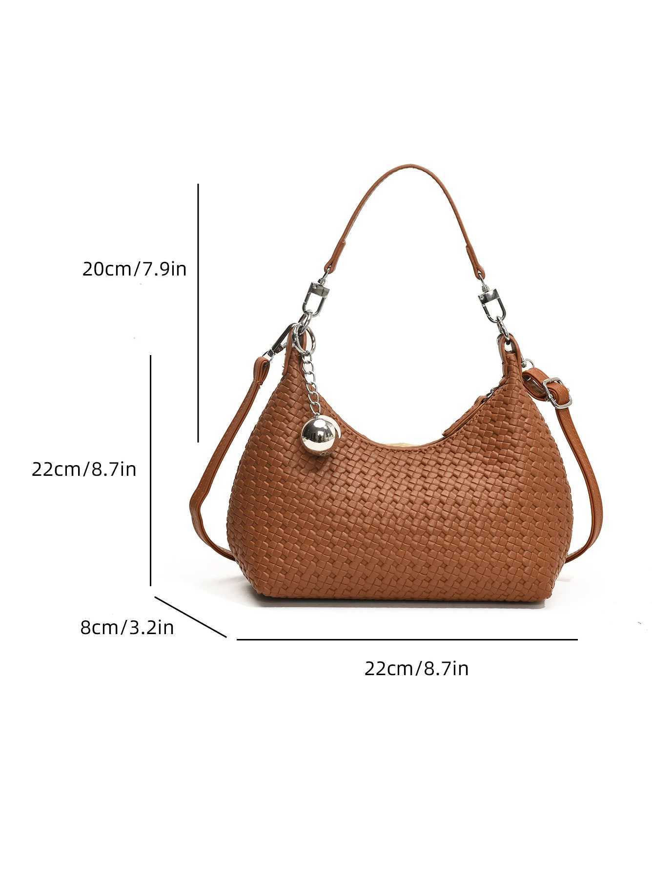 Womens lightweight soft leather woven arm bag new Versatile handheld garbage bag for autumn 2024 high-end horizontal bag Y250319