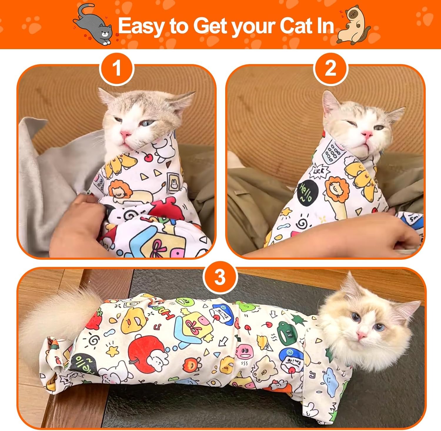 Cat Wrap for Cutting Nails with Cat Nail Clipper, Cat Restraint for Nail Clipping to Anti-Runaway/Scratch/Bitten, Cat Swaddle Wrap for Calming & Holdi