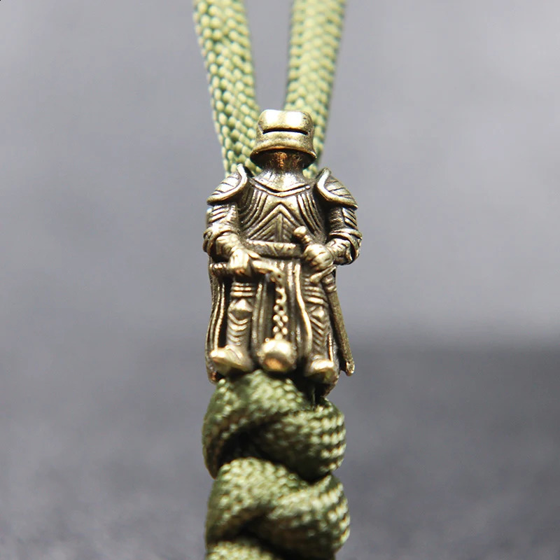 Armor Warrior EDC DIY Knife Beads Lanyard Pendants Vintage Color Brass Outdoor Tools Metal Copper Soldiers Paracord Accessories 250213