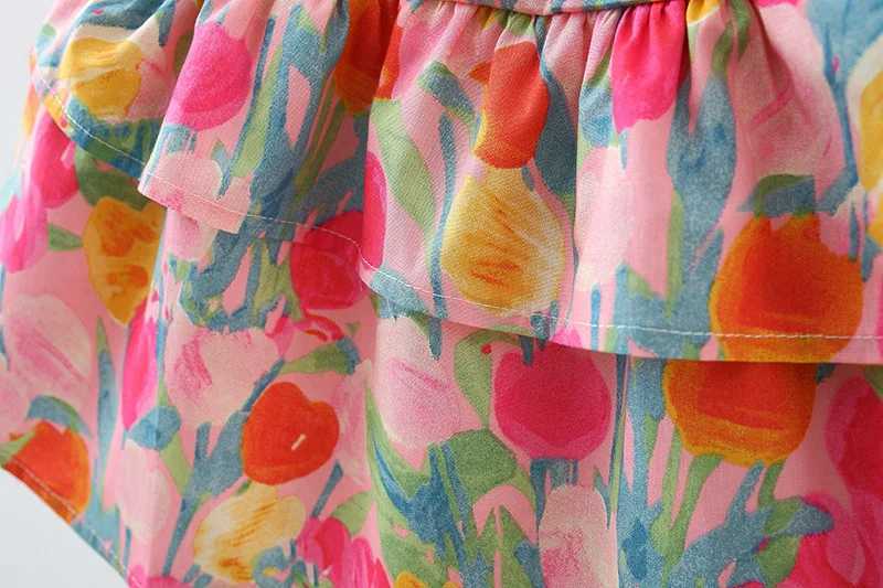 2 baby girls summer new dress sweet and cute floral skirt 0-4 years old Girls Casual and Fashionable Sleeveless Dress X250220