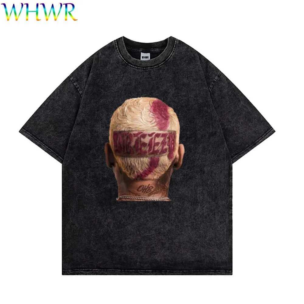 Men's T-Shirts Chris Brown Vintage T-shirt 100% Cotton T-shirts Unisex Y2k T Shirt Under The Influence Tour 2024 Breezy Tshirt Rapper Tees 2024 z