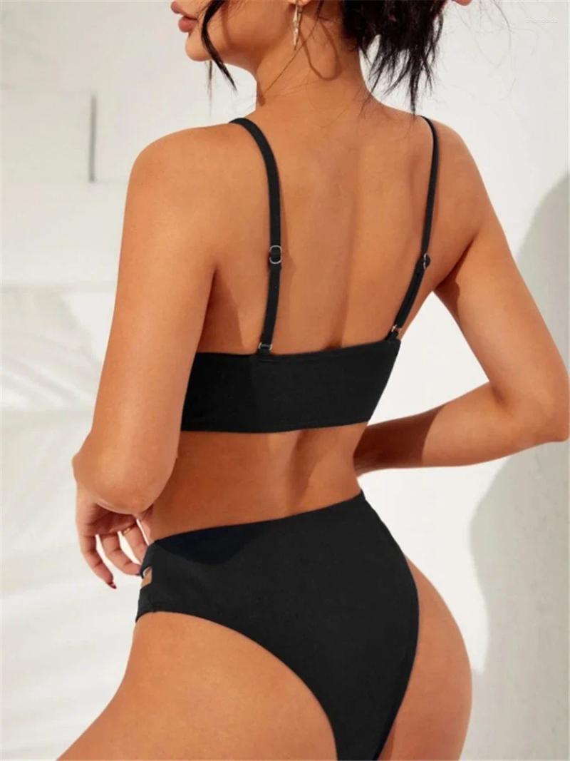 Womens Swimwear 2025 Solid Hollow Out Two Piece Bikini Swimsuit Women Female Bathers Bathing Swimming Swim Suit Beachwear