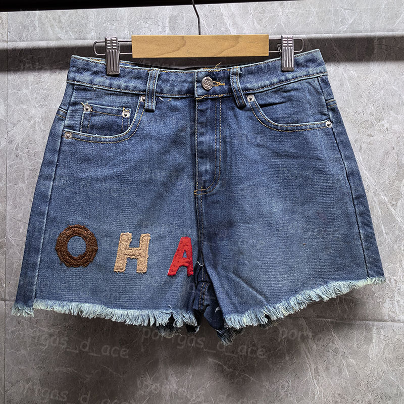 Letter Patch Women Denim Shorts Sexy Mini Jean Short Pants Summer Blue Charming Causal Shorts