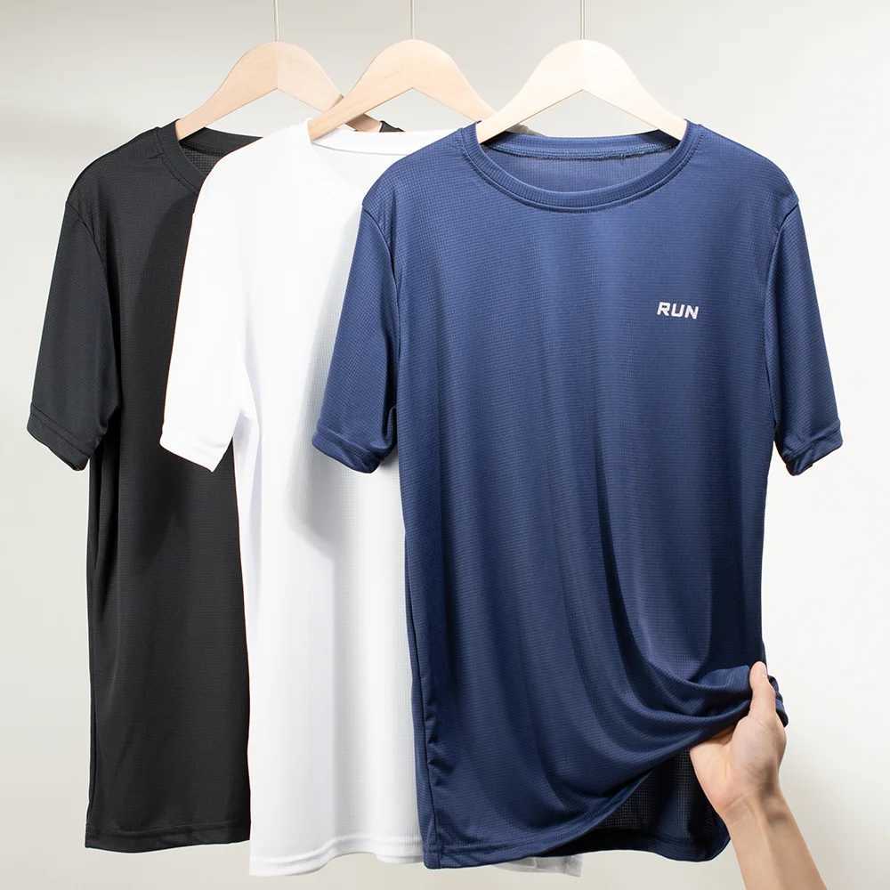 /2 Pcs Mens Quick Dry Short Sleeve Running Moisture Wicking Round Neck T-Shirt Mens Lightweight Breathable Gym Sport Shirt Tops W250220
