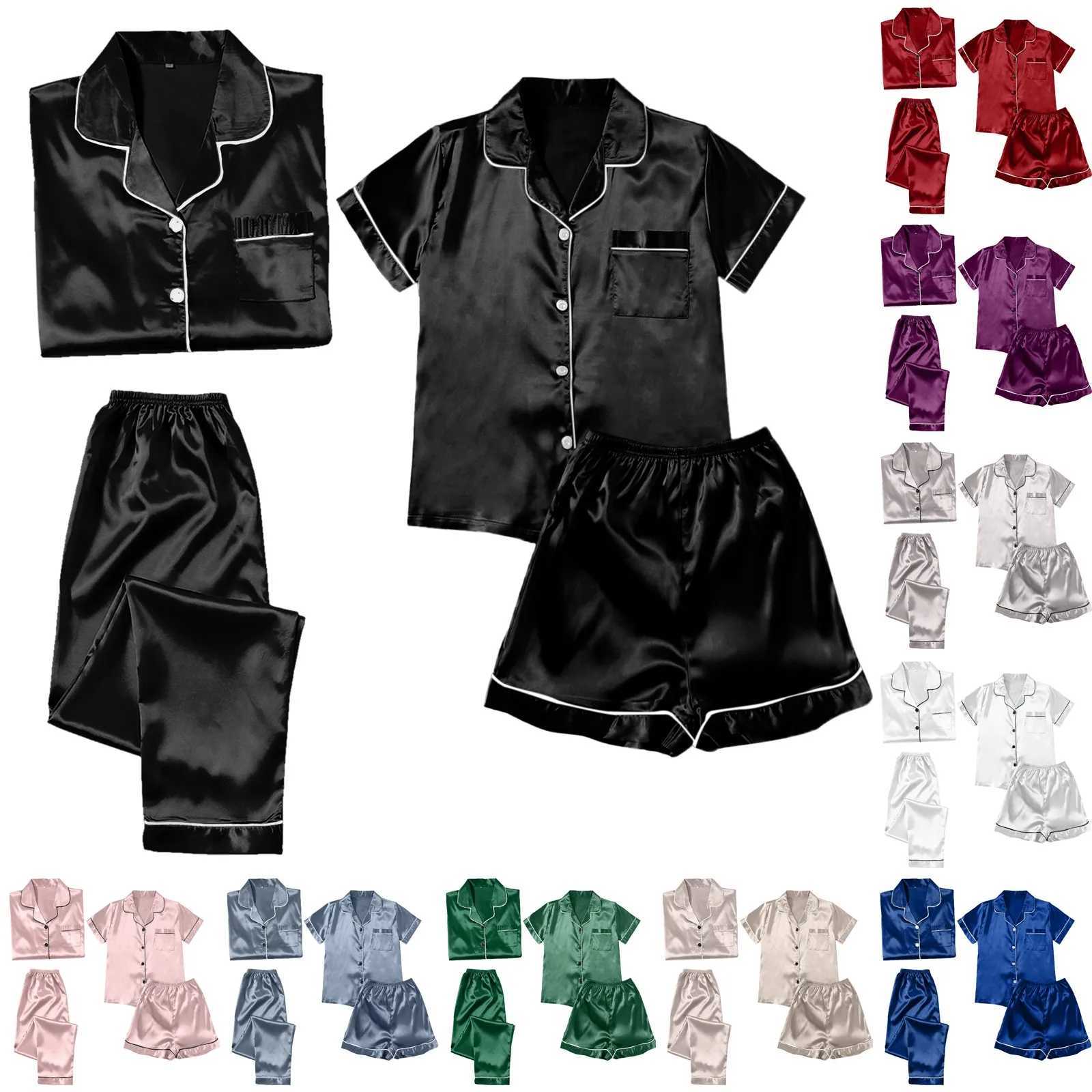 4 Piece Women Pajama Sets Satin Silky Soft Plus Size Home Clothes Loungewear Short Sve Long Sve Pyjama Sets All SeasonsXJ250220