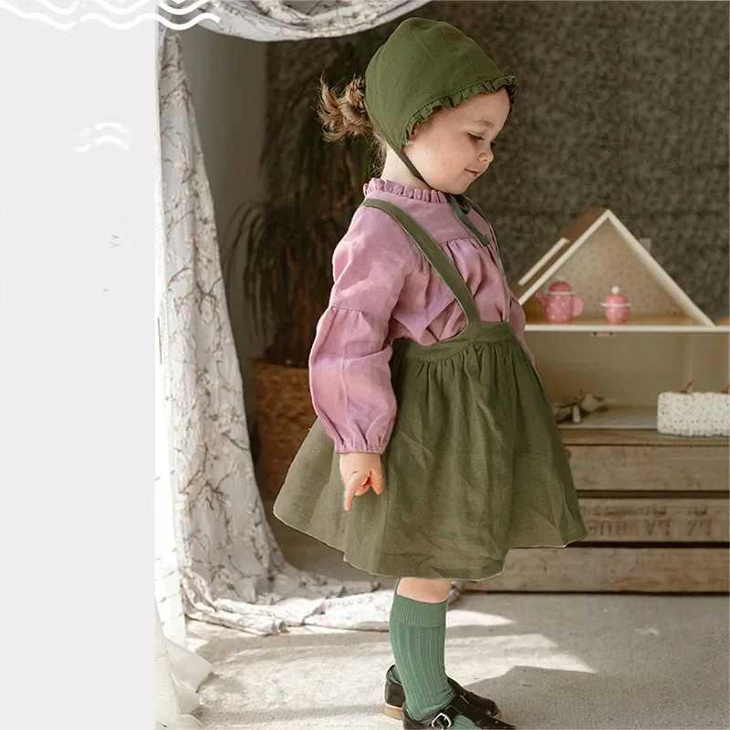 Vintage Baby Girl Strap Dress Linen Cotton Kids Dress Spring Toddler Girl Bohemian Dress For 0-5 Yrs Baby Girl Clothes Summer X250220