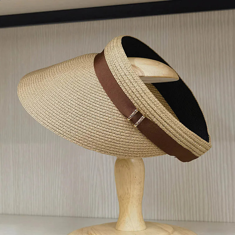Wide Brim Summer Cap Sun Visor Cap with Elastic Head Straw Cap Sun Visor Hat for women Beach Cap Baggy Sun CaAdjustable Packable 250219