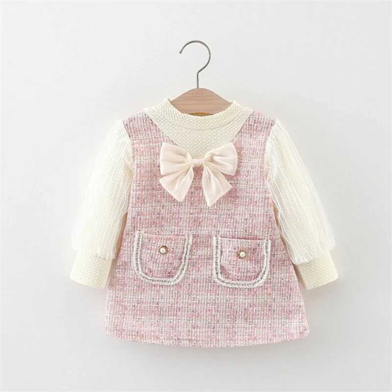 9 Months To 3 Years Old Spring And Autumn New Sweet Bow Baby Girl Dress Princess Style Childrens Long Sleeved Clothes X250220