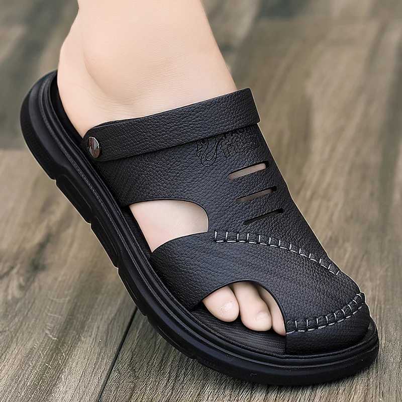 New Arrival Mens Leather Sandals Summer Classic Mens Slippers Soft Sandals Fashion Casual Comfortable Outdoor Beach Walking Shoes T250220
