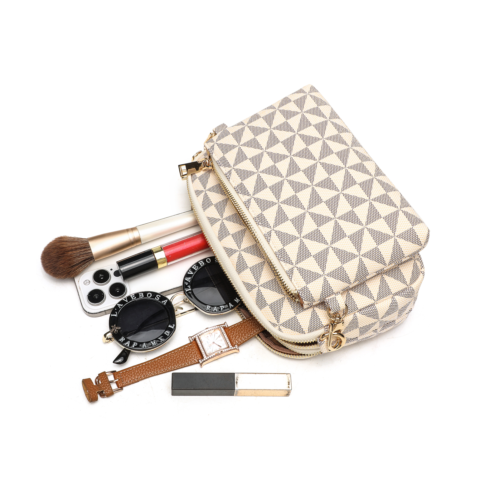 Classic Vintage Design Windmill Printed Large-Capacity Crossbody Bag