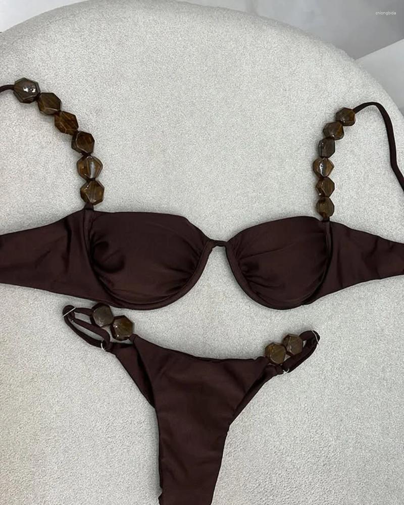 Womens Swimwear 2025 Sexy Bikini Set High Waist Golden Printed Women Push Up Bikinis Swimsuit Female Biquini Bathing Suit