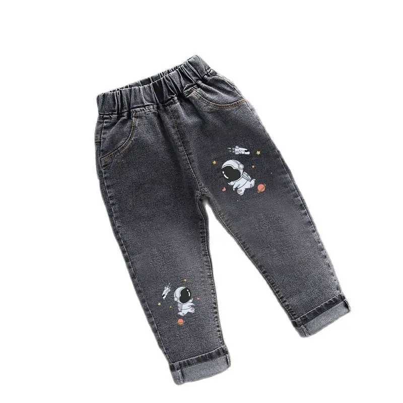 New Childrens Fashion Jeans Spring/Summer Printed Small Boys Loose Elastic Waist 1-6 Year Old Boys Jeans Z250220