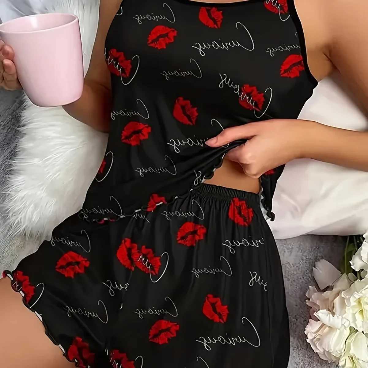 Women Pajamas Spwear Pajama Set Nightgowns Camisole And Shorts S M L Khi Leopard Print Printing Casual ComfortableXJ250220
