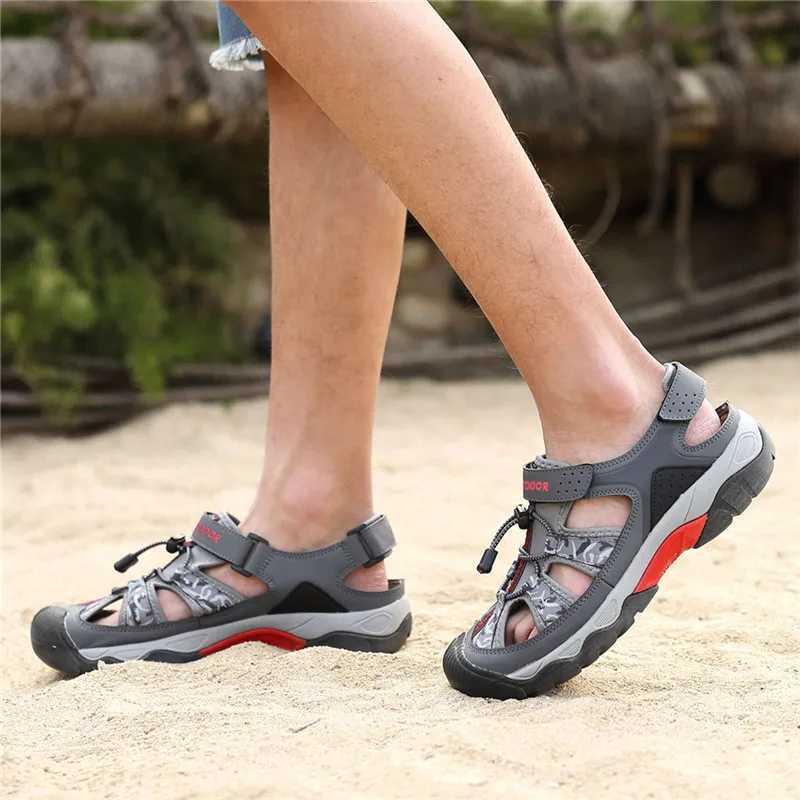 New Arrival Classic summer mens sandals fashionable large-sized beach sandals new breathable casual flat shoes mens outdoor anti slip Wading shoes T25