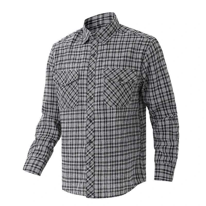 Spring Men Plaid Casual Long Sleeve Shirts Mens Autumn Lapel Outdoor Cargo Shirt Man Loose Classic Pocket Safari Work Polo Shirt W250220