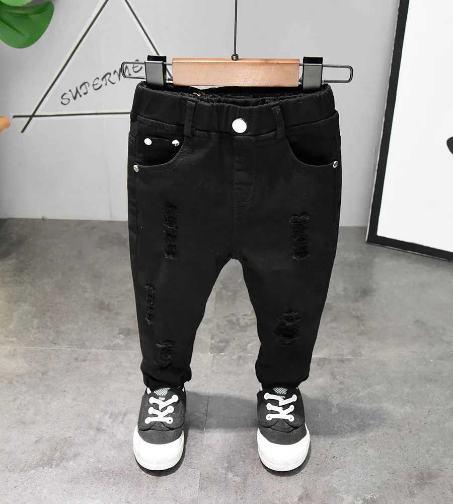 Childrens Pants Chorus Clothing Kids Pure White/Black Students Contest Straight Jeans Baby Boys Comfortable Latin Dance Trouser Z250220