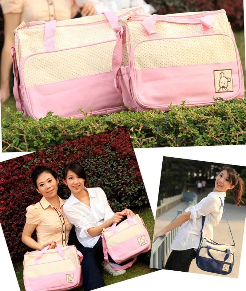 5 Pcs/set Diaper Bag Suits Baby Changing Diaper Nappy Bag Multifunctional Maternity Mummy Handbag Large Capacity Organizers X250220