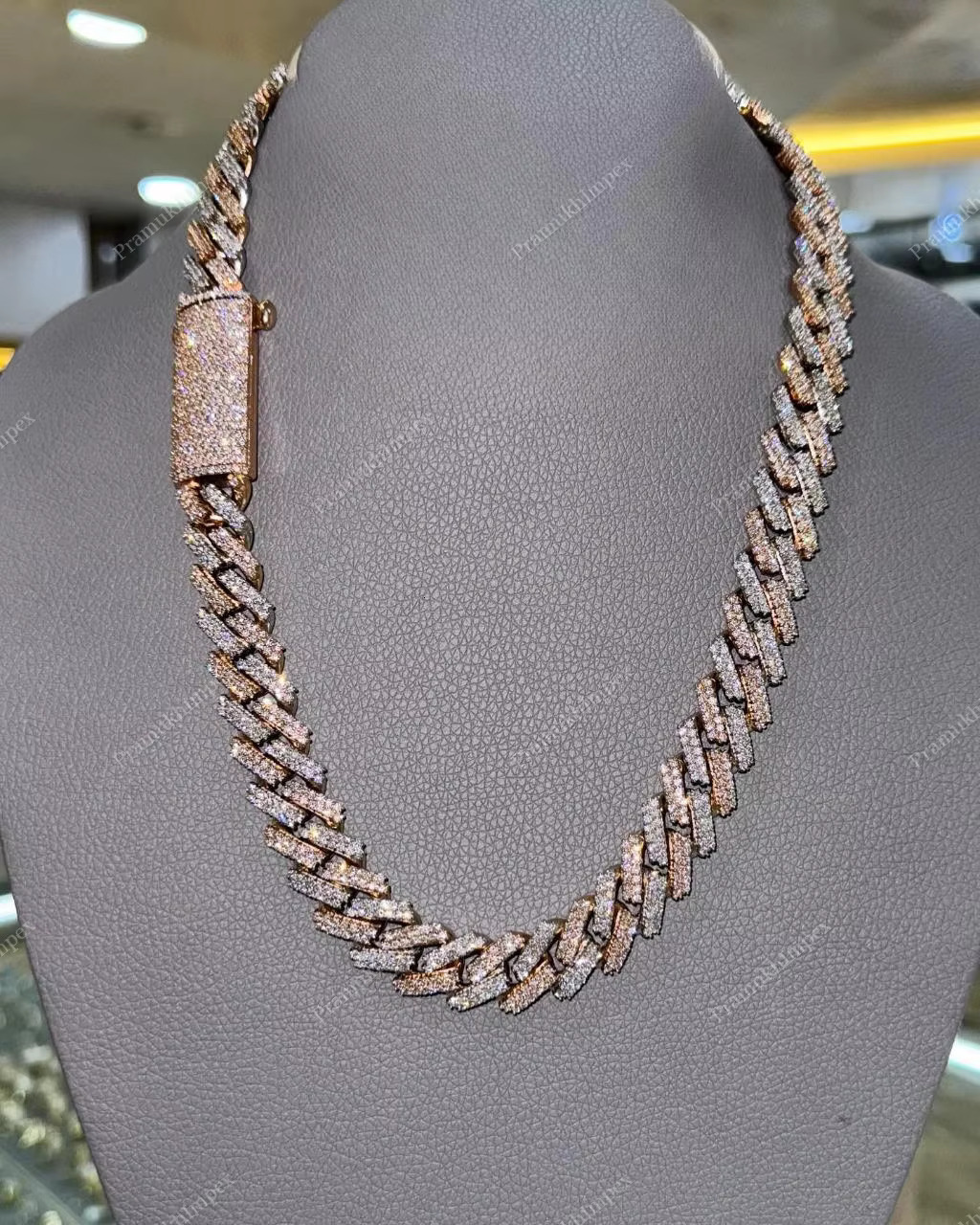 Two Tone VVS Moissanite Dia Miami Cuban k Chain Necklace Factory Wholesale Handmade Classic Design Jewelry