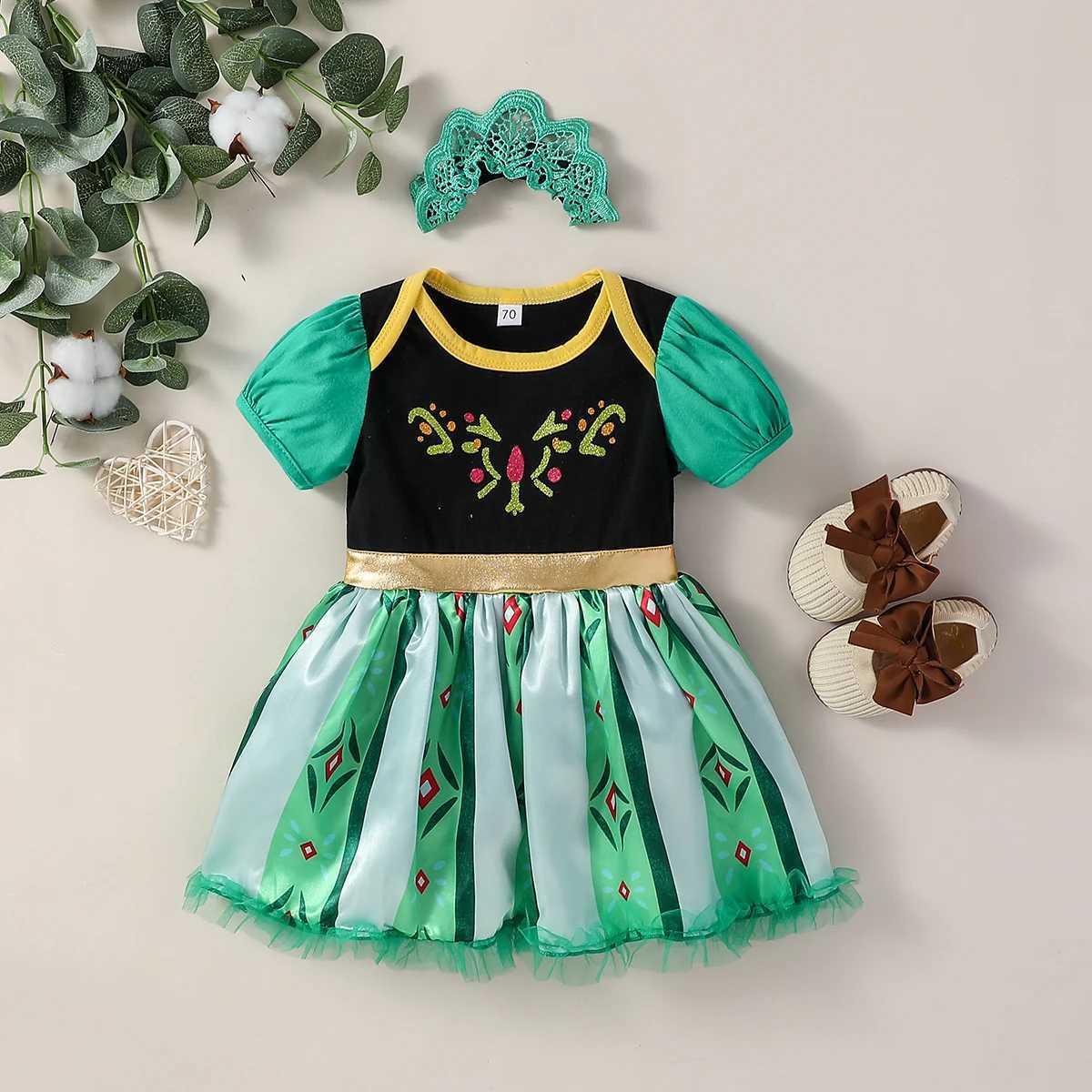 Baby Girls Fall Short Sleeve Print Floral Fashion Princess Dress For Vacation Outdoor 3-18M Clothing Wear X250220