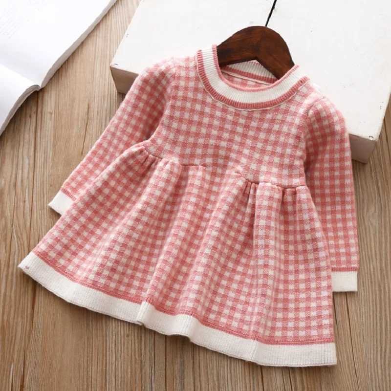 Baby girl dress warm latte knit long sleeved princess dress childrens clothing toddler clothing baby Christmas clothing X250220
