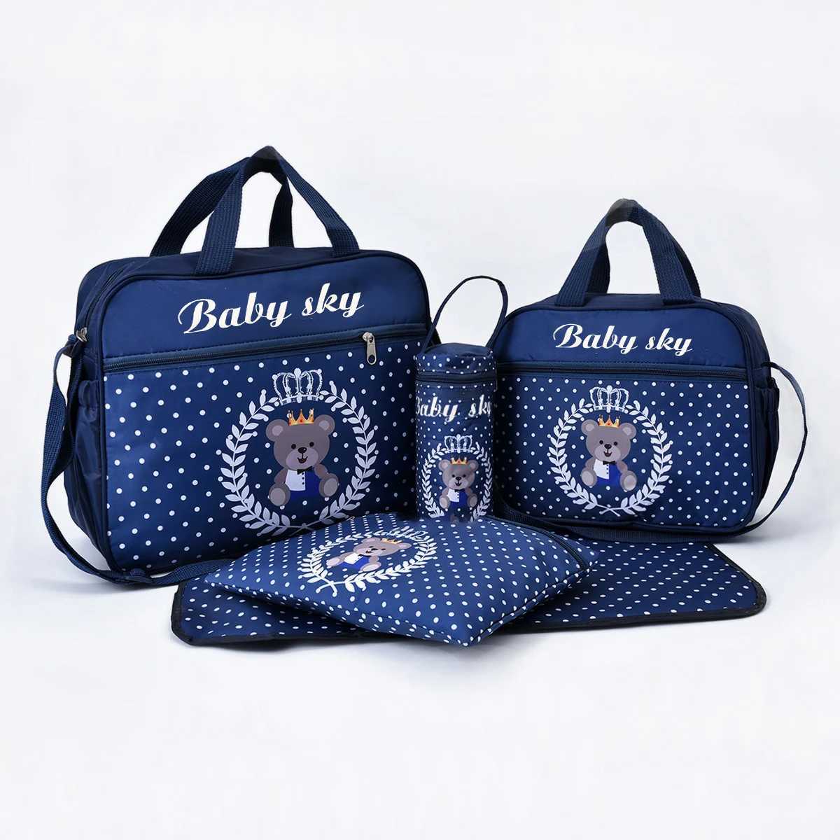 New fashion printed teddy bear mommy bag five piece set multifunctional large capacity single shoulder diagonal bag X250220
