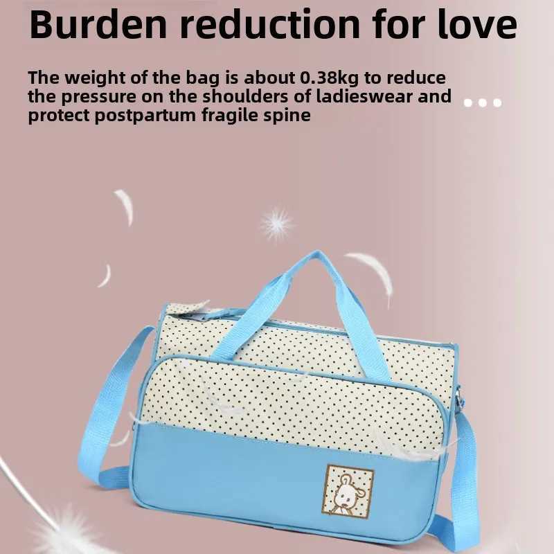 5-piece Stylish Portable Mother and Baby Bag with Built-in Diaper Pad Independent Bottle Compartment Large Capacity Mother Bag X250220