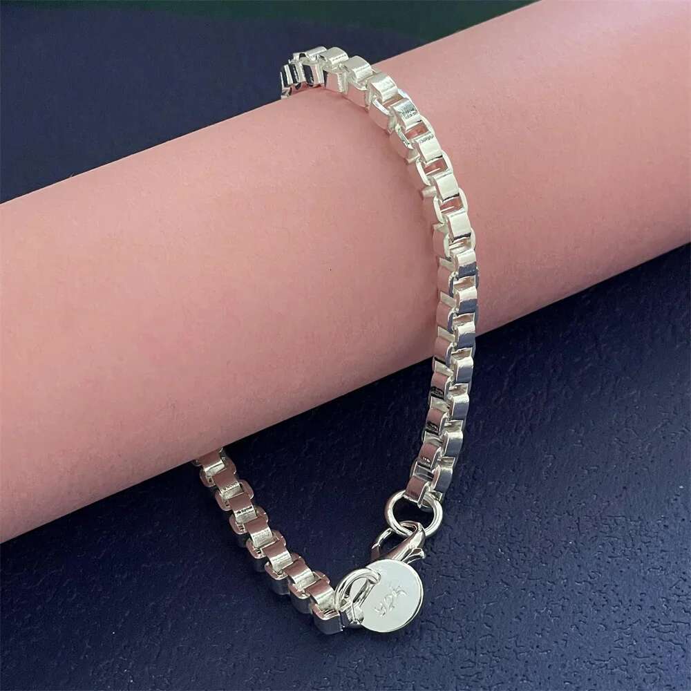 Sterg Sier Bracelet 4MM Venetian Box Exquisite Women Fashion Wedding Party Gift Jewelry